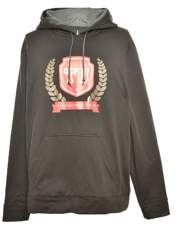 TU Printed Hoodie - L Hoodie with Hem Patch Decorative Personalized