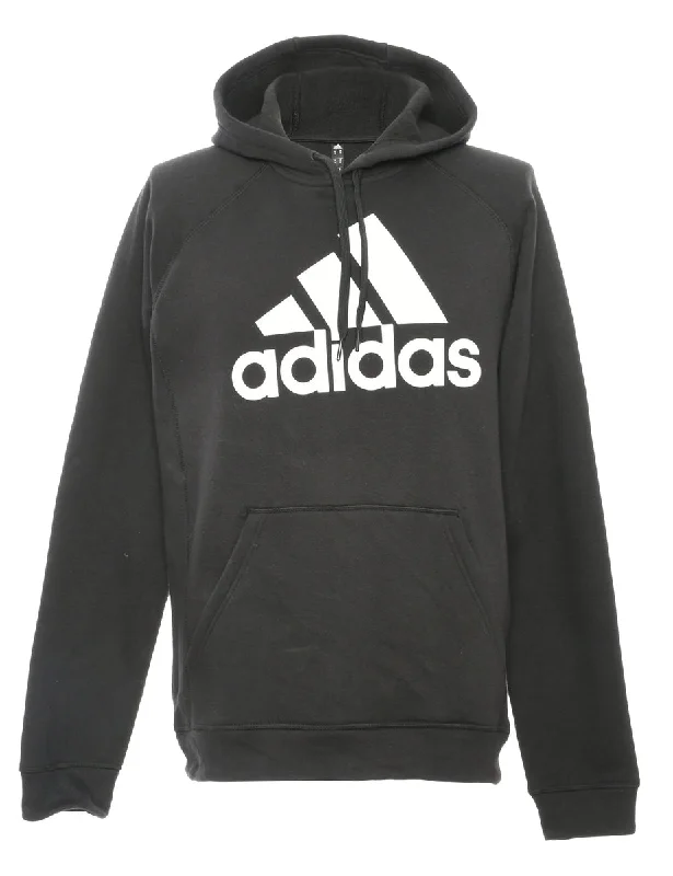 Adidas Print black Hoodie - L Hoodie with Drawstring Waist Adjustable Fitted