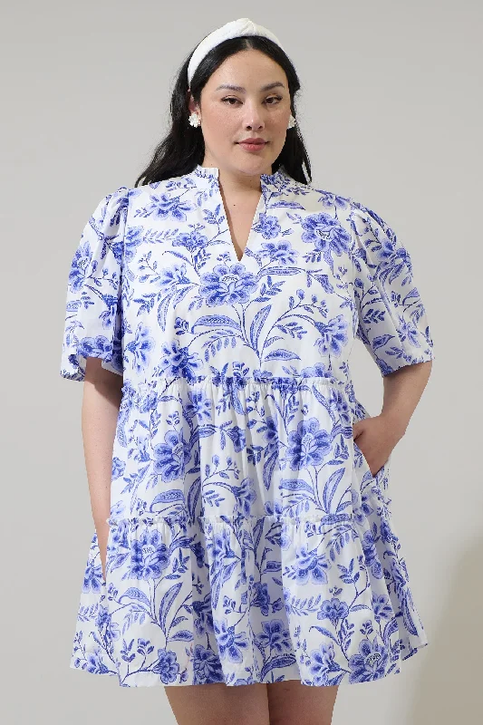 Maeve Floral Dixie Split Neck Shift Dress Curve Tunics Floral girly
