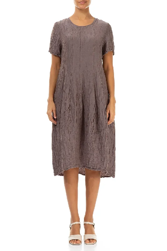 Short Sleeves Balloon Crinkled Truffle Silk Dress Tunics Yoga stretchy
