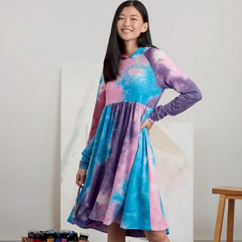 Simplicity Sweatshirt Dresses S9380 Hoodie with Strings Custom Fit Adjustable