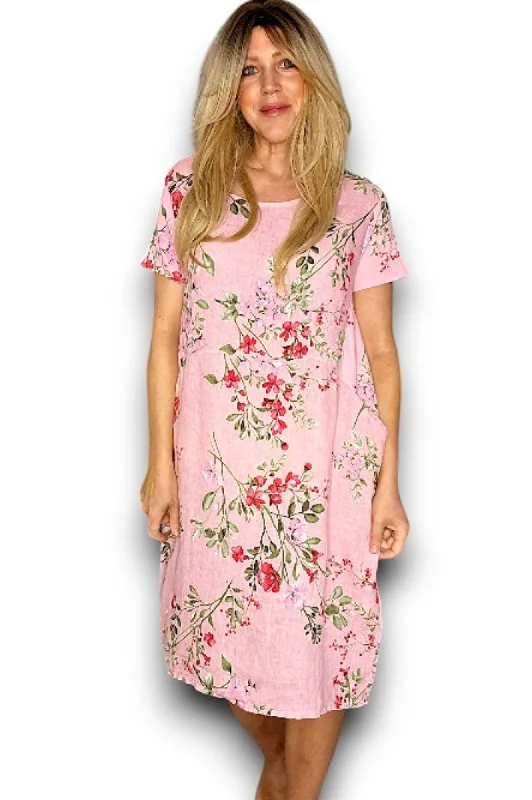 Lingonberry Jungle Dress - Baby Pink Tunics Travel practical