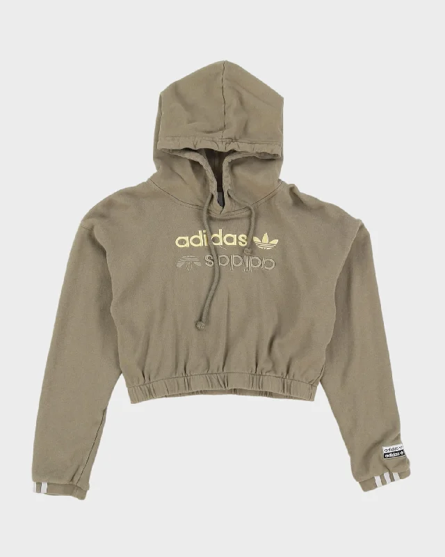 Adidas Embroidered Logo Cropped Hoodie - S Graphic Hoodie Design Print