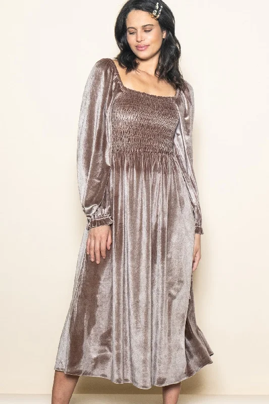 1361 Velvet Dress In Taupe Tunics Short Trendy