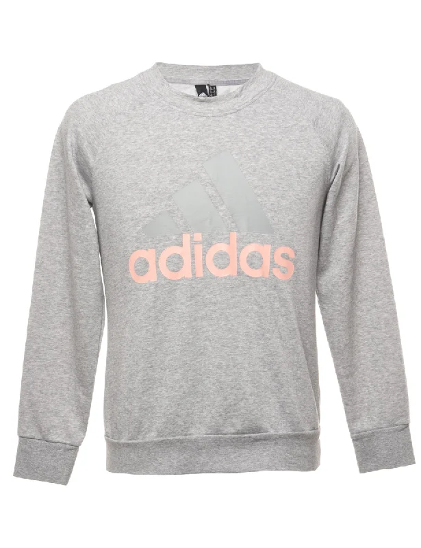 Adidas Printed Sweatshirt - M Hoodie with Ribbed Hem Stretchable Secure
