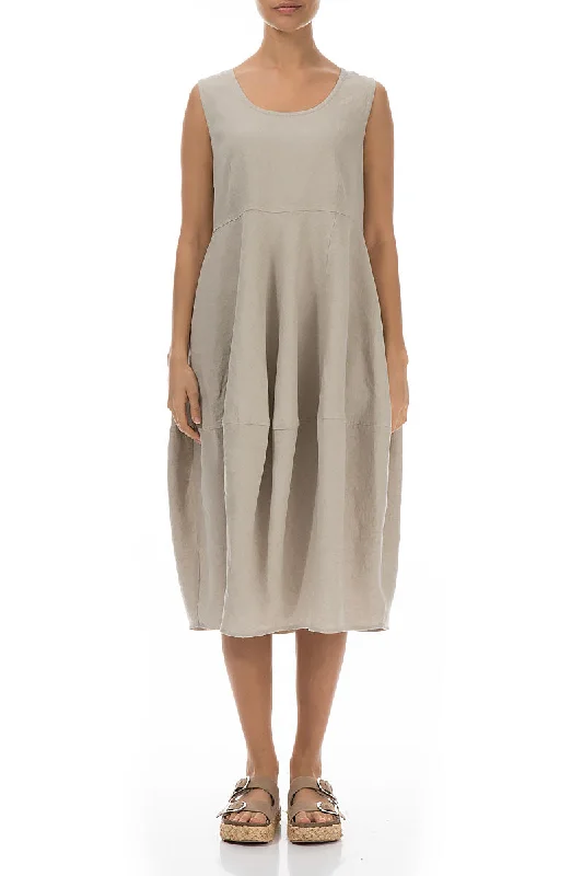 Sleeveless Balloon Natural Linen Dress Tunics Designer luxury