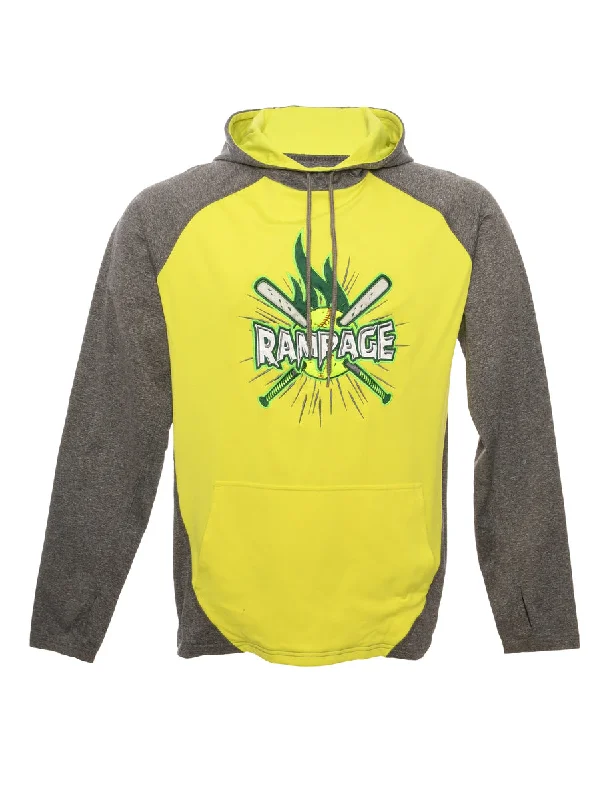 Grey & Lime Green Augusta Hoodie - M Hoodie with Hem Fringe Bohemian Relaxed