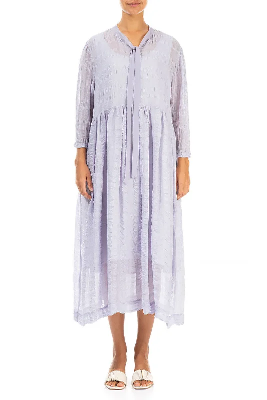 Tie Up Lavender Textured Silk Dress Tunics Versatile all-occasion