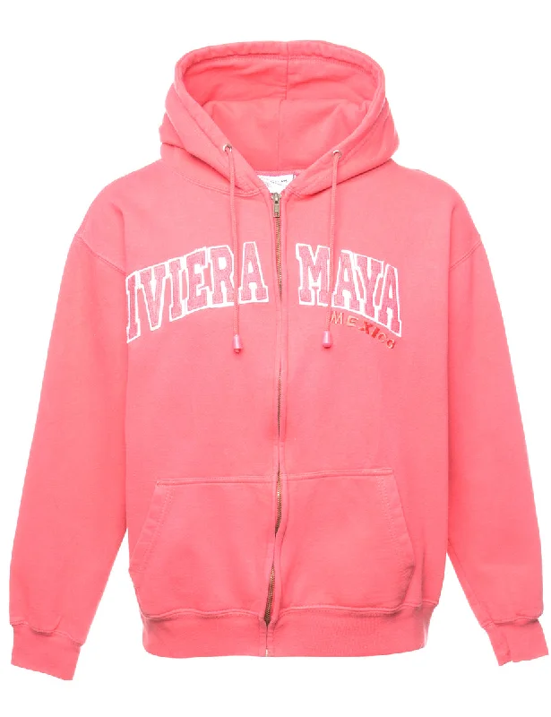Riviera Maya Embroidered Sweatshirt - M Hoodie with Back Slit Movement Comfort