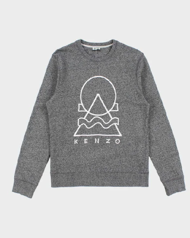 Womens Grey Kenzo Embroidered Sweatshirt - M Hoodie with Tie-Dye Psychedelic Retro