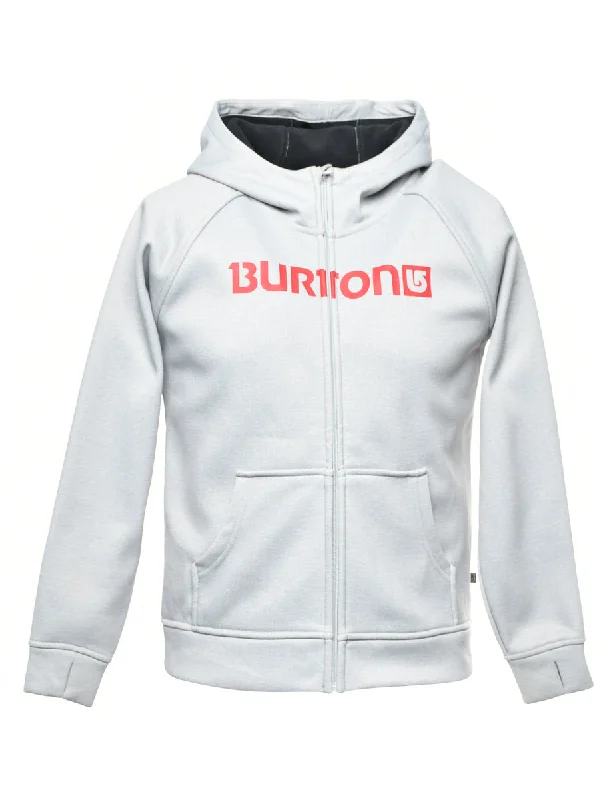 Light Grey Printed Sweatshirt - M Cotton Hoodie Fleece Lining Warmth