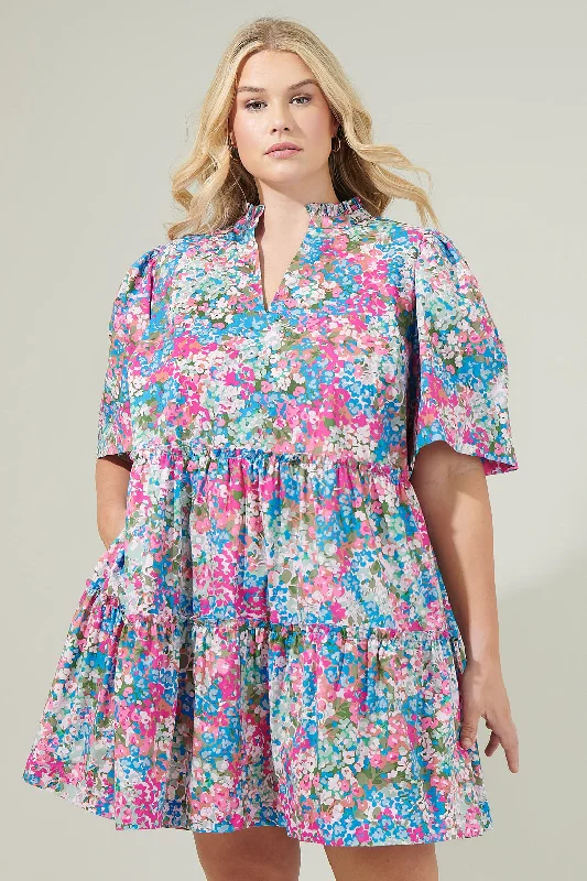 Avery Blossom Dixie Split Neck Shift Dress Curve Tunics Stylish elegant