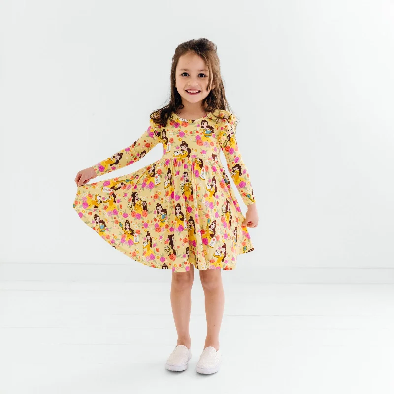 Disney Princess Belle Flutter Twirl Dress Maxi Flowy Bohemian