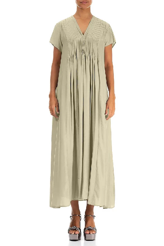Romantic Laurel Green Silk Bamboo Dress Tunics Velvet soft
