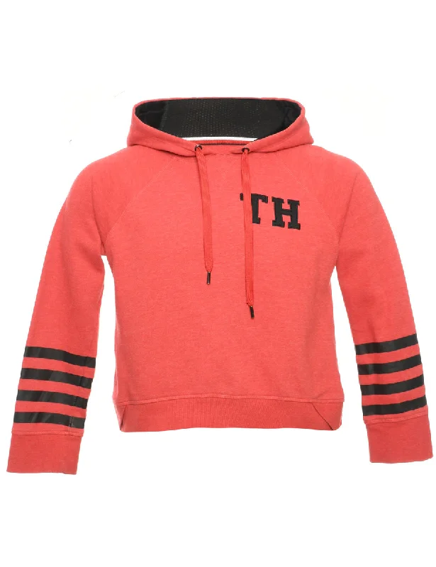 Tommy Hilfiger Red Hooded Sweatshirt - M Hoodie with Cuffed Sleeves Snug Secure