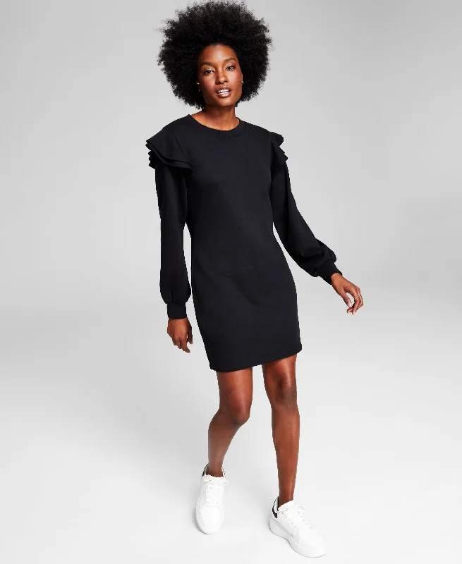 Now This Womens Ruffled Sweatshirt Dress Hoodie with Turtle Neck Cozy Winter
