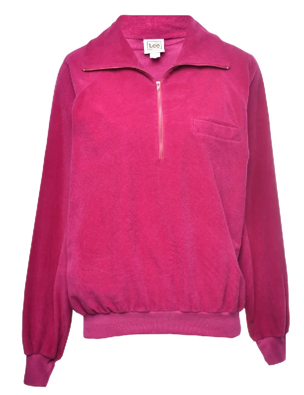 Lee Plain Sweatshirt - M Zip Hoodie Drawstring Kangaroo Pocket