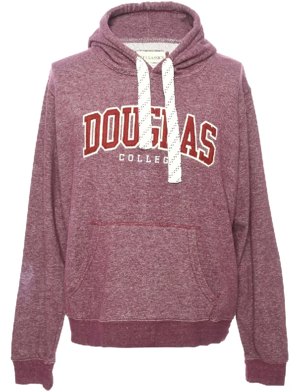 Douglas College Printed Hoodie - L Hoodie with Hem Patch Decorative Personalized