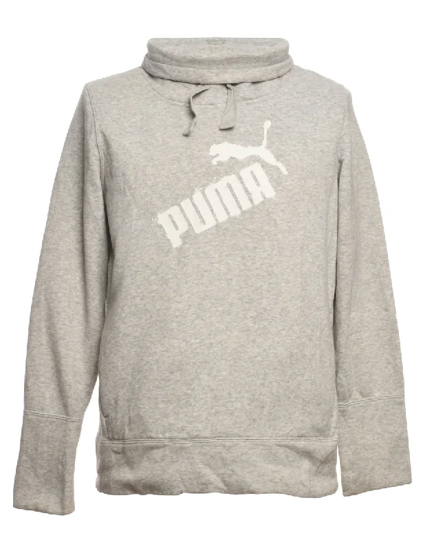 Puma Printed Sweatshirt - L Hoodie with Crew Neck Simple Timeless