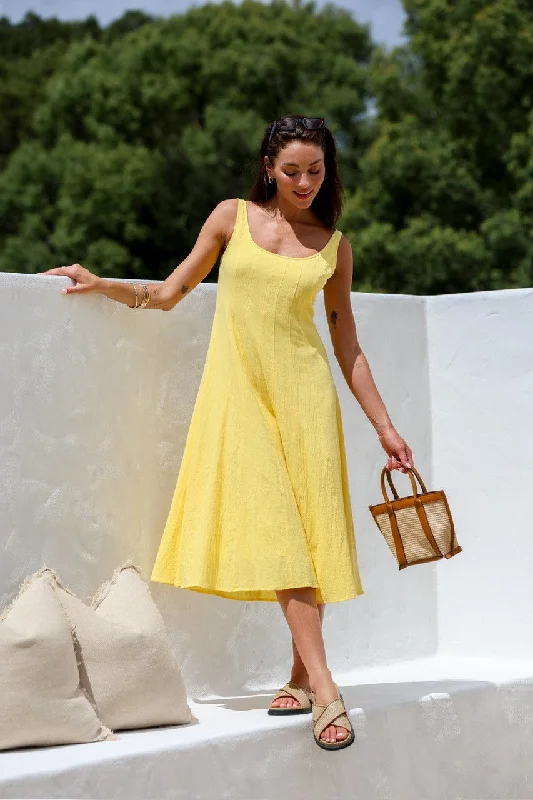 MISS MARLOW TEXTURED COTTON MAYFAIR DRESS YELLOW Tunics New arrival