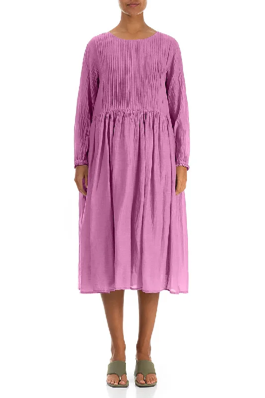 Pleated Wild Berry Silk Cotton Dress Tunics Summer linen