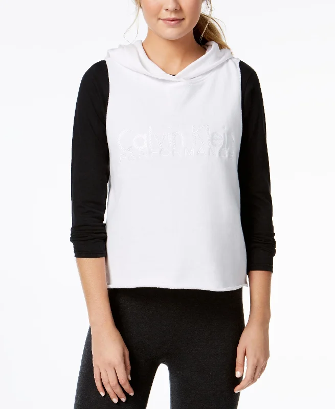 Calvin Klein Performance Relaxed Cropped Sleeveless Hoodie Hoodie with Hem Embroidery Detailed Premium