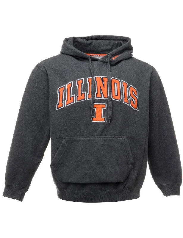 Illinois Printed Hoodie - M Hoodie with Button Classic Timeless