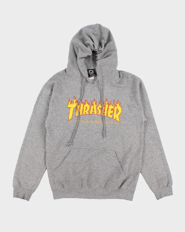 Womens Grey Thrasher Hoodie - S Hoodie with Metallic Shiny Futuristic
