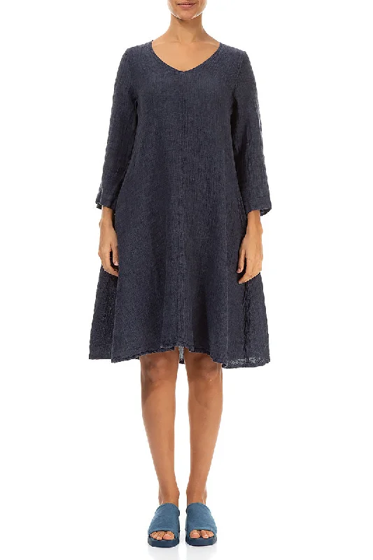 Floaty Blue Nova Mélange Linen Dress Tunics Practical durable