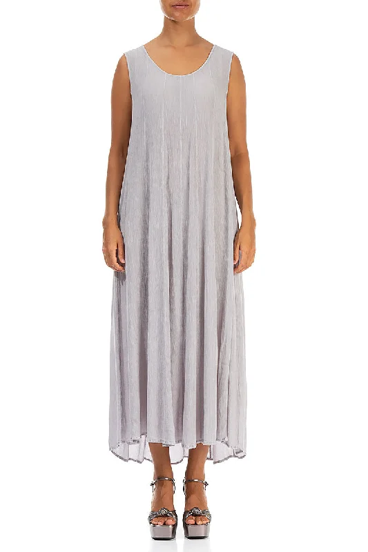 Sleeveless Lilac Grey Silk Viscose Dress Tunics New arrival