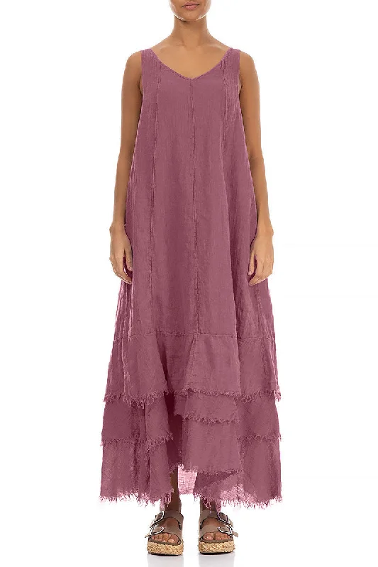 Maxi Mauve Taupe Gauze Linen Dress Tunics New arrival