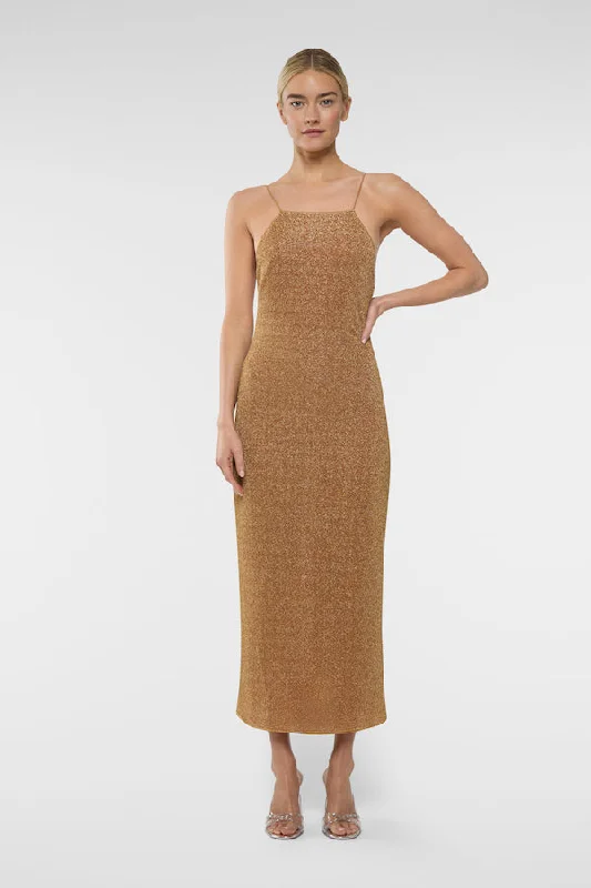 Lumiere Long Dress Toffee sweetheart Neckline Romantic
