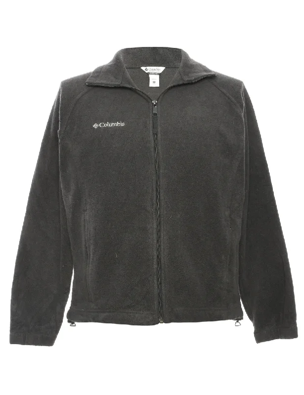Columbia Fleece Sweatshirt - M Hoodie with Hem Applique Textured Unique
