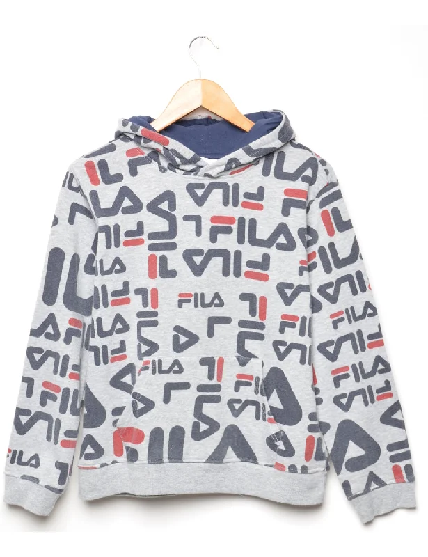 Fila Printed Hoodie - M Hoodie with Contrast Stitching Detailed Premium