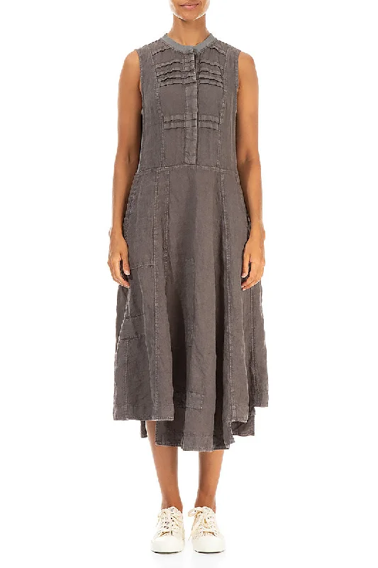 Sleeveless Off-Dye Truffle Linen Dress Tunics Fleece cozy