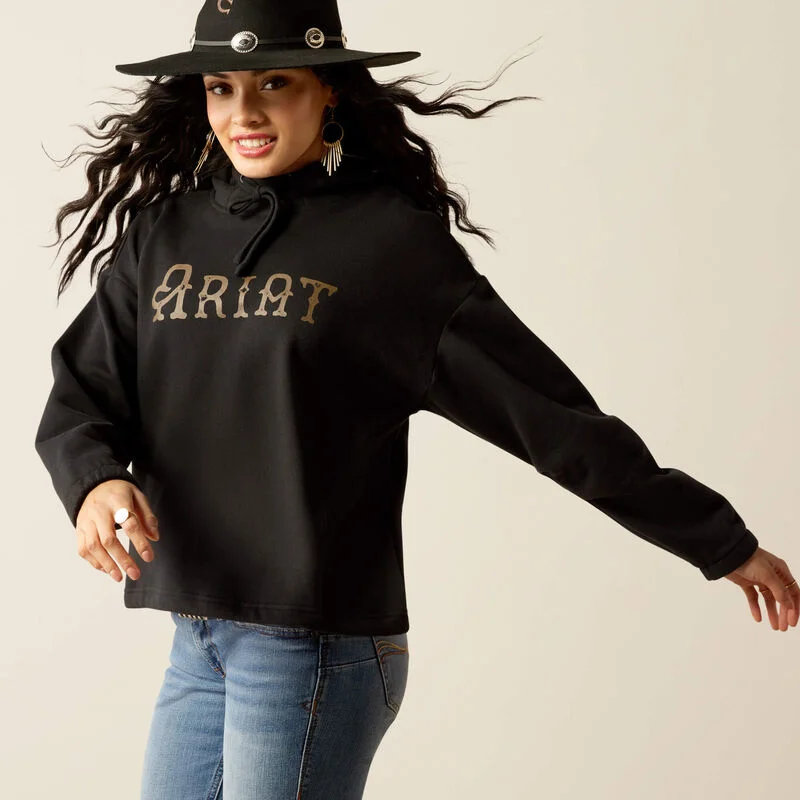 Ariat Women's Black Leopard Essential Long Sleeve Sweatshirt 10052002 Hoodie Jacket Zipper Layering