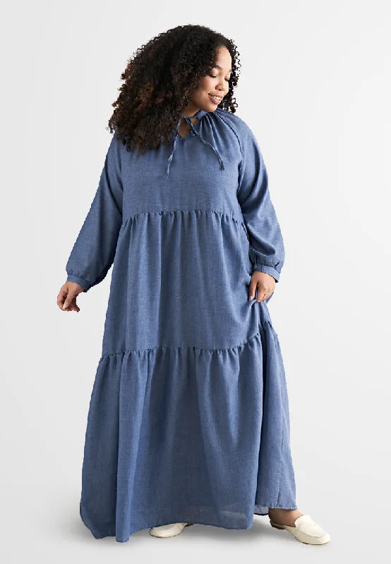Brielle Bohemian Tiered Long Dress - Blue Tunics Timeless classic