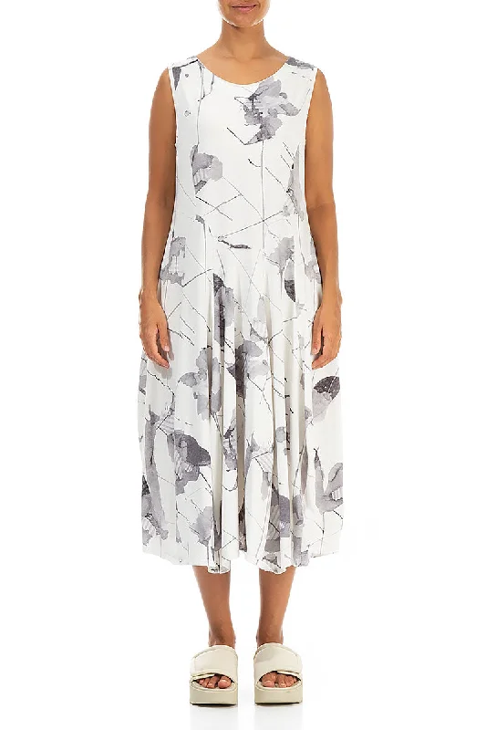 Sleeveless Flared White Mirage Cotton Dress Tunics Timeless classic
