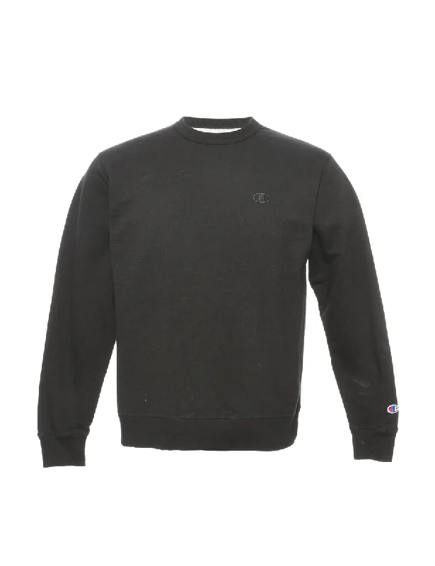 Black Champion Plain Sweatshirt - M Hoodie with Tied Waist Feminine Flattering