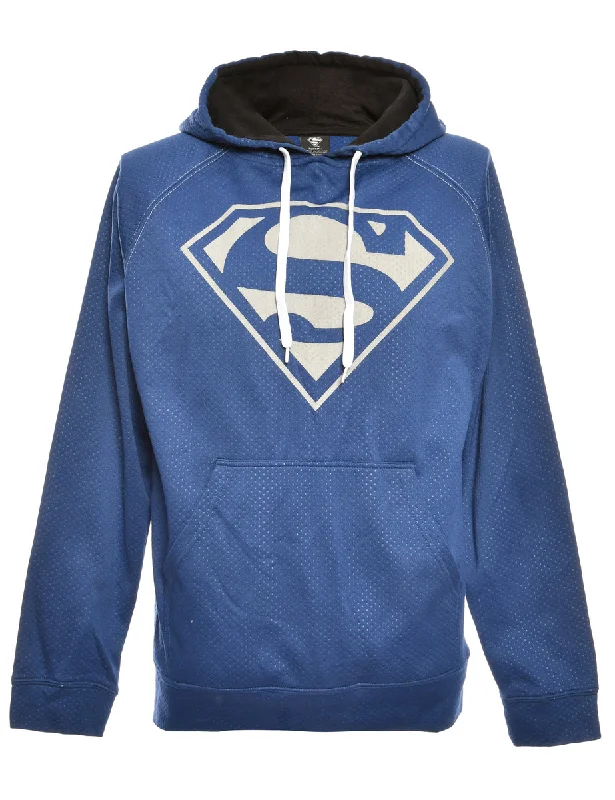 Superman Printed Blue  Sweatshirt - M Hoodie with Slim Fit Tailored Modern