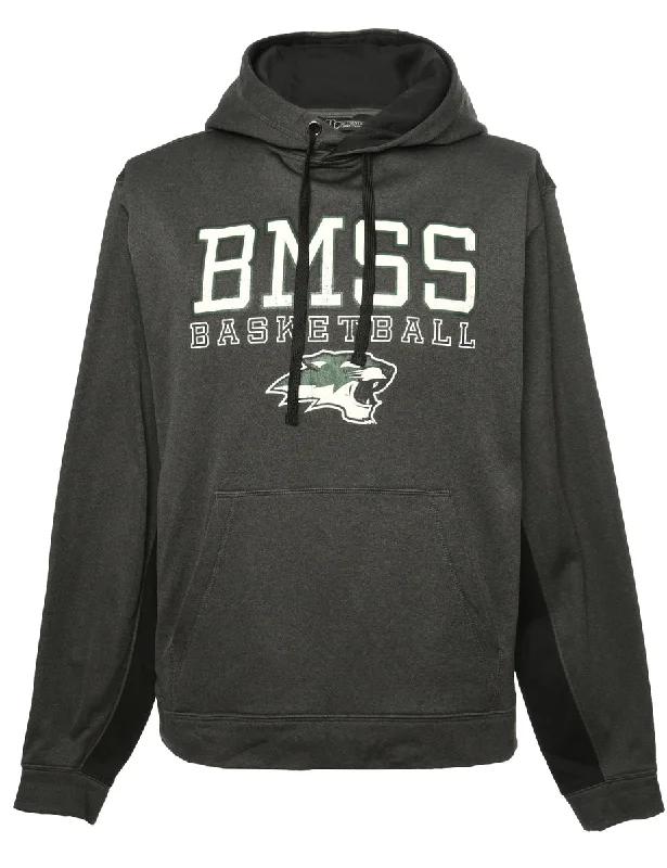 BMSS Basketball Hooded Sports Sweatshirt - L Hoodie with Front Slit Layering Stylish