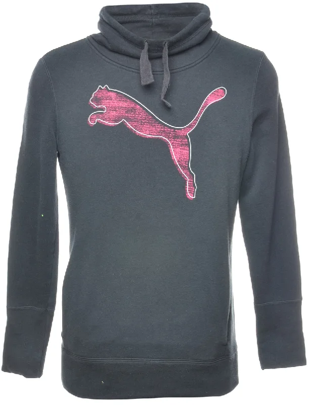 Puma Printed Sweatshirt - M Hoodie with Side Slits Relaxed Casual