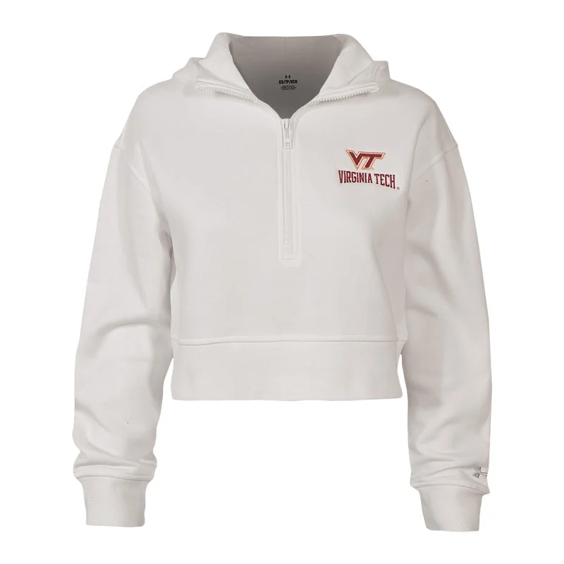 Virginia Tech Women's Rival Fleece 1/2 Zip Hooded Sweatshirt by Under Armour Hoodie with Exposed Zipper Edgy Industrial