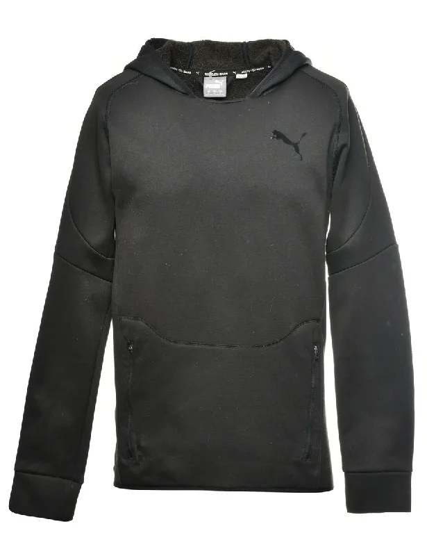 Puma Black Hooded Sweatshirt - S Hoodie with Stripes Bold Sporty
