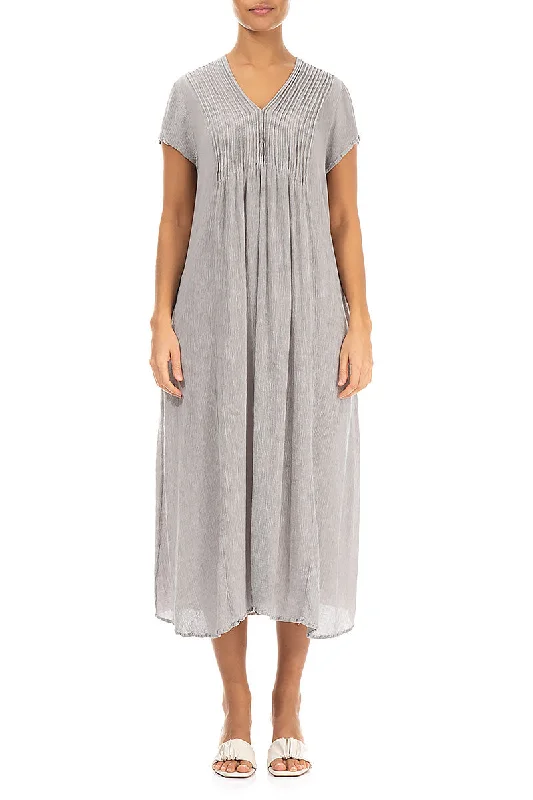 Romantic Cream Grey Silk Viscose Dress Tunics Handmade artisanal