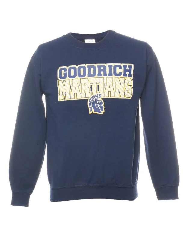 Navy & Yellow Goodrich Martians Printed Sweatshirt - S Hoodie with Zipper Versatile Modern