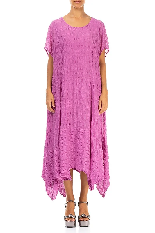 Flowy Wild Berry Textured Silk Dress Tunics Business professional