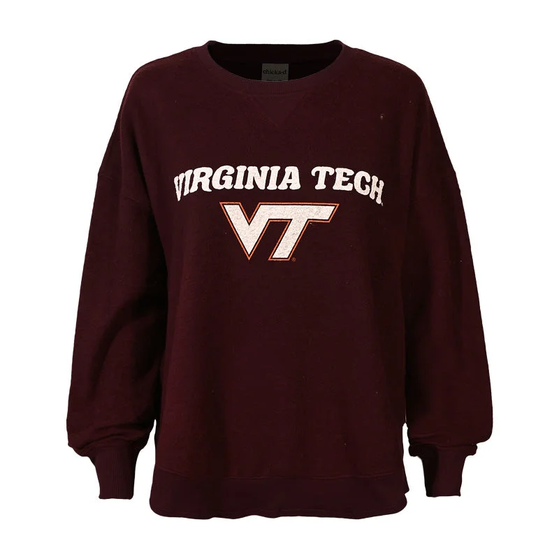 Virginia Tech Women's Sideline Crew Sweatshirt: Maroon Hoodie with Crew Neck Simple Timeless