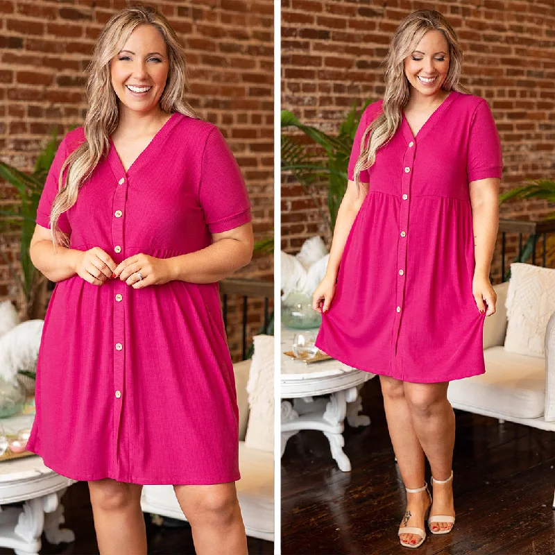 Long Overdue Dress, Fuchsia empire Waist empire