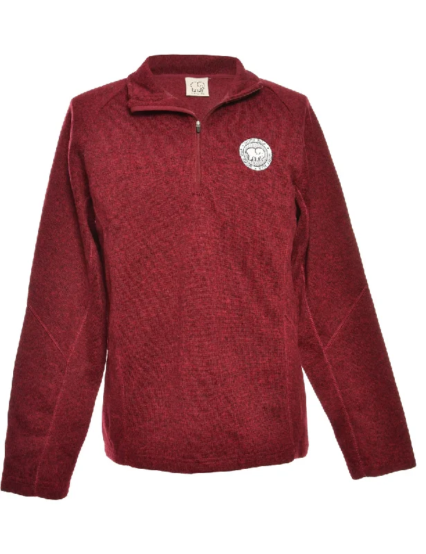 Plain Maroon Sweatshirt - S Hoodie with Zipper Placket Modern Functional